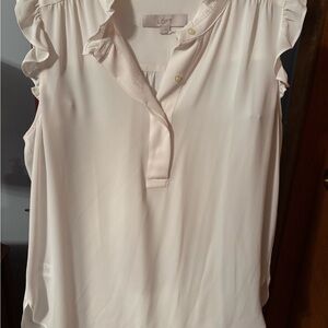 Brand New with Tags LOFT Cream Ruffled Sleeveless Blouse